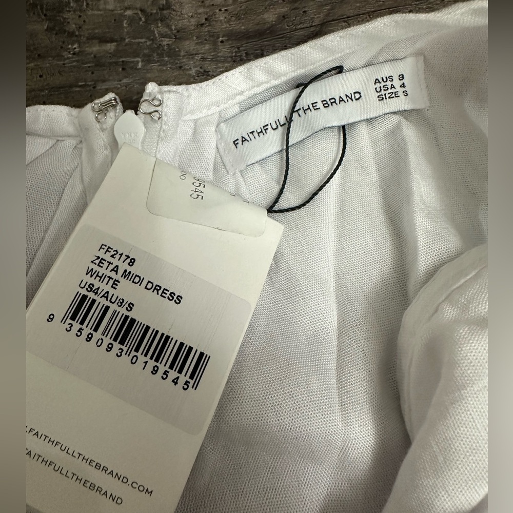 NWT Faithfull The Brand Zeta White Midi Dress Size 4 - Picture 7 of 8